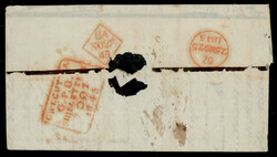 India 1845 CALCUTTA G.P.O. SHIPLETTER in red, Giles SD11 on mourning ...