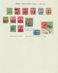 India C.E.F. and I.E.F. group on 2 written up pages, used. SG C1/E13