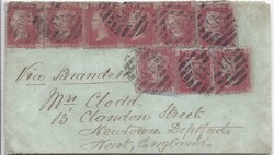 1877 Ship’s mail bag cover (flap missing) to Kent bearing Great ...