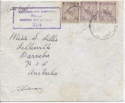 Negri Sembilan: 1941 cover to Barraba, NSW, Australia franked 5c. and ...