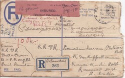 Perak: 1934 registered 15c. postal stationery envelope to India ...