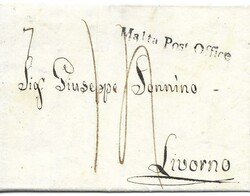 1840 entire to Livorno bearing fine straight-line MALTA POST OFFICE ...