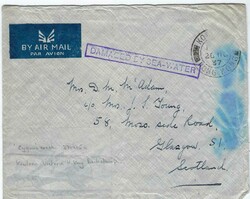 (Crash Mail) 1937 (20 NO) airmail cover from Kowloon to Glasgow ...