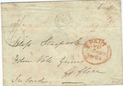 1851 (11 Mar) cover to Ireland bearing 'crown circle' Paid at Corfu, ...