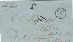 1875 (DE 21) entire to Athens endorsed “Via Syra”, despatch cds ...