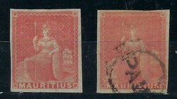 1858-62 6d. vermilion, a hinged mint and used example both with good ...
