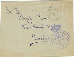 (Spanish) 1915 (25 Feb) stampless cover to London bearing large ...