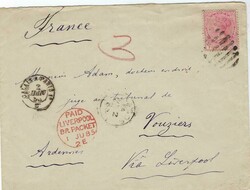 (Lagos) 1885 cover to Vouziers, France bearing single-franking 1882 ...