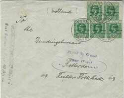 1916 cover to Rotterdam, Holland franked by five Accra overprinted ...