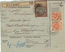 1905 parcel card to Unterbergen, Austria franked horizontal pair ...
