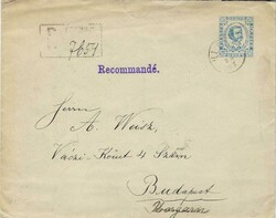1893 10n postal stationery envelope, registered to Budapest ...