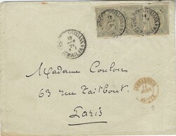 1876 cover to Paris franked pair and single 1874-75 'Penasson' 20 ...
