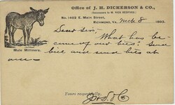 (Advertising Stationery) 1893 1c stationery card used from Richmond, ...