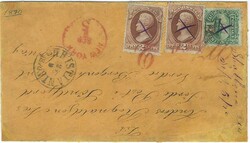 1870 (Sept 5) orange-brown envelope to Norway franked 1870-71 two 2c. ...