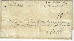 (Italy) 1700 (30th mars) entire to Paris bearing good example of the ...
