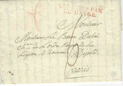 1826 (Feb 13) entire letter from Basse Terre to Paris, bearing red ...