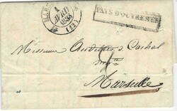 (Disinfected Mail) 1833 entire to Marseille with framed ‘PAYS ...
