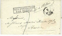 1830 entire to Le Havre bearing fin framed PAYS D'OUTREMER/ PAR ...