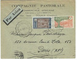 1938 (13 Mai) commercial airmail envelope to Paris franked 65c. and ...