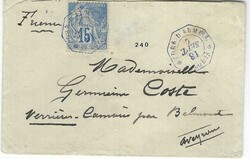 1881 (7 Sept) cover to Verviers franked General Colony 15c. tied ...