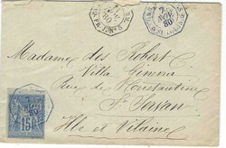 1880 (7 Nov) cover to France franked General Colony 15c. ‘Sage’ ...