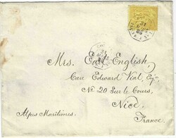1885 cover to Nice franked 25c. General Colony tied COL.FR.PAQ.FR. J ...