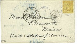 1885 cover to Maine, USA franked 25c. General Colony tied violet ...