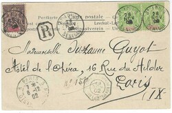 1902 (26 Nov) registered picture postcard to Paris franked 5c. (2) ...