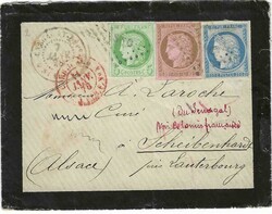 1878 (7 Janv) mourning envelope to Scheibenhardt, Alsace, Germany ...