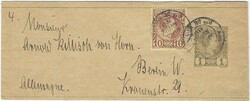 1889 (2 Avril) 1c. postal stationery newspaper wrapper, uprated 1885 ...