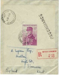 1938 (20.6.) registered cover to Sheerness, Kent franked 1938 ...