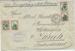 1886 (May 18) cover to Zurich, Switzerland endorsed “via Livingston ...