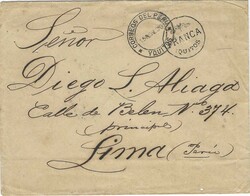 1900 (15 Nov) stampless envelope to Lima with ornate circular FRANCA/ ...