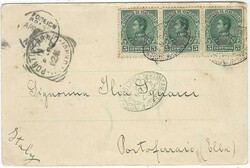 1902 Argentinian picture postcard to Italy bearing horizontal strip ...