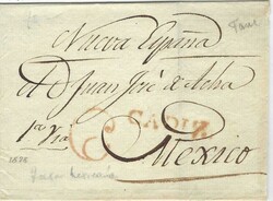 1828 two outer letter sheets to Mexico, endorsed “Nuova Espana”, ...