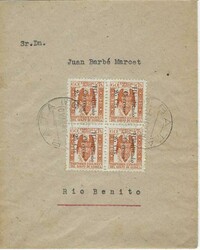 Two 1940 envelopes sent to Rio Benito, 10 days apart both franked ...