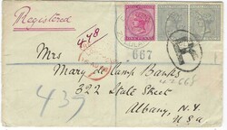 (Natal) 1898 (JY 21) registered cover to Albany, N.Y., USA franked ...