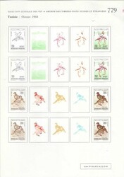 Tunisia 1965 and 1966 Birds sets of four with 59 imperf colour ...