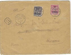 (French Post Offices) 1899 (6 Avril) registered double rate envelope ...