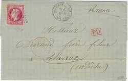 French Post Offices: 1870 outer letter sheet to France bearing single ...