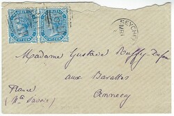 (Mauritius Used in) 1883 (March) envelope to Annecy, France franked ...