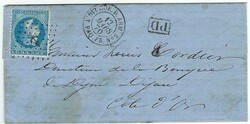 (French Maritime Mail) 1870 (12 Mars) entire to Dijon, France bearing ...