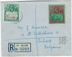 1936 (MR 14) registered cover to Antwerp, Belgium franked 1d. and 5d. ...
