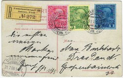 1908 (18.VII.) registered picture postcard of Constantinople to ...