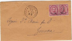 (Tunisia) 1885 manila envelope to Genova franked pair ESTERO 1881-83 ...