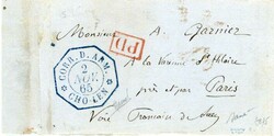 INDOCHINA: 1865 (2 Nov) Small blue wrapper to Paris with ‘Corr. D. ...