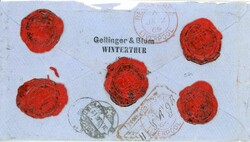 SWITZERLAND: 1868 (31 XII) Blue envelope to England franked 1864 ...