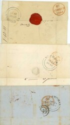 VENEZUELA: 1844-50 3 Folded cover from La Guayra, 2 to London, 1 to ...