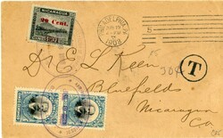 NICARAGUA: 1903 (JUN 19) Incoming envelope unfranked from USA with ...