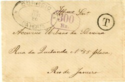 ACORES: 1886 (Aug 29): Stampless envelope to Rio de Janeiro, Brazil ...